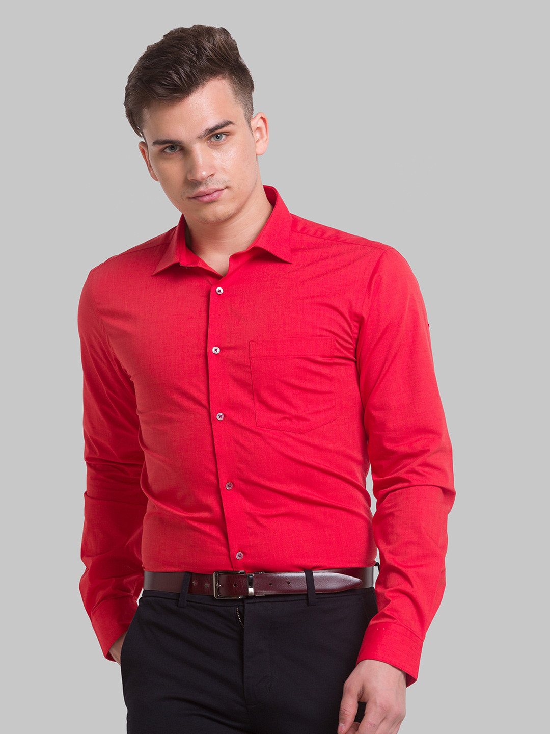 

Park Avenue Men Slim Fit Formal Cotton Shirt, Red