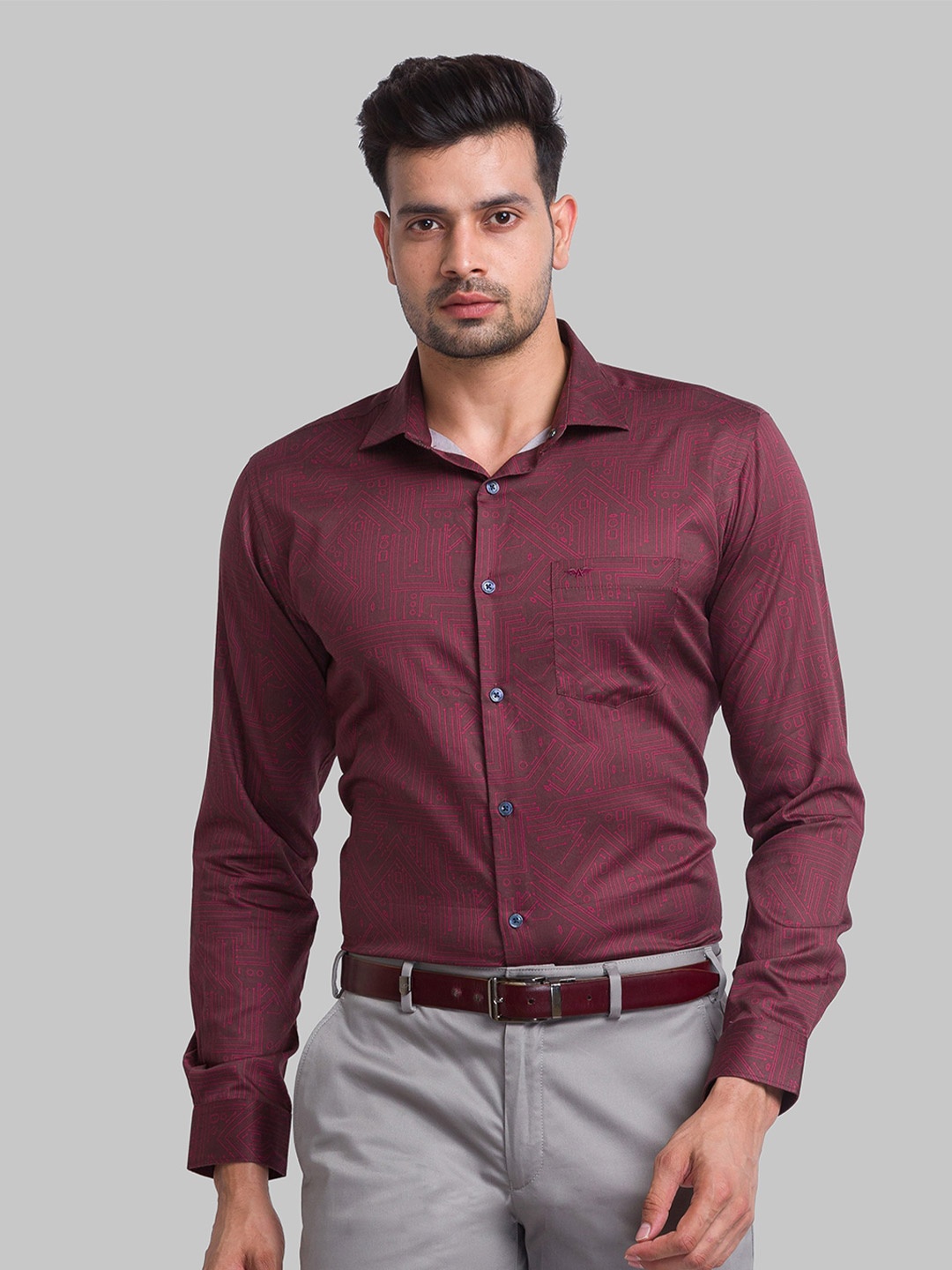 

Park Avenue Men Slim Fit Printed Casual Cotton Shirt, Red