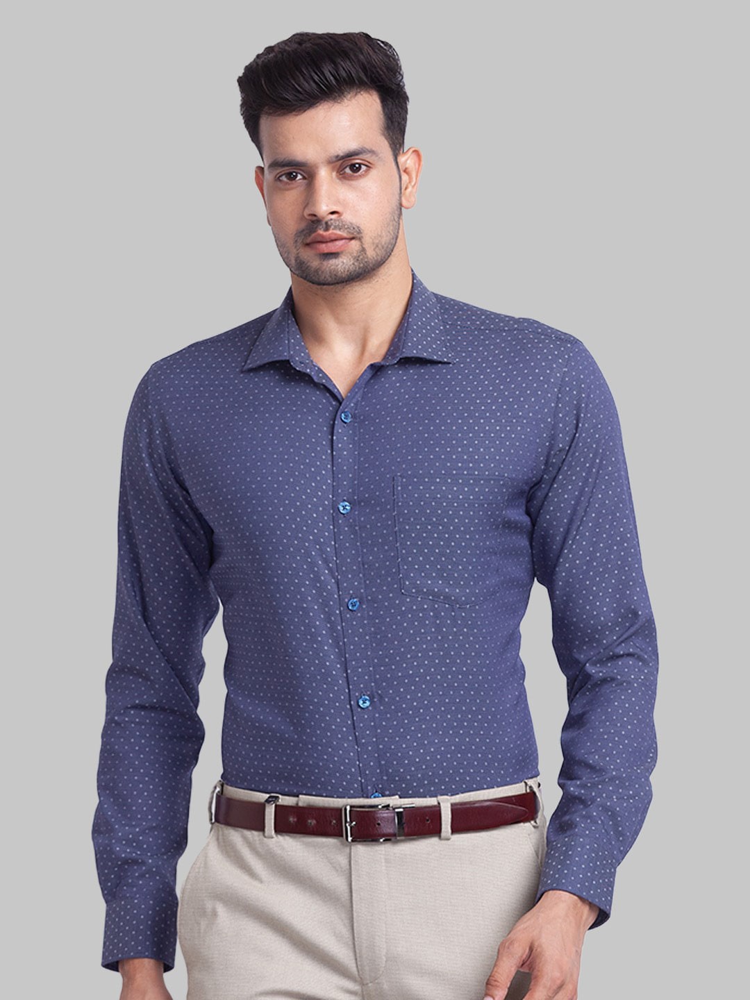 

Park Avenue Men Printed Slim Fit Cotton Formal Shirt, Blue
