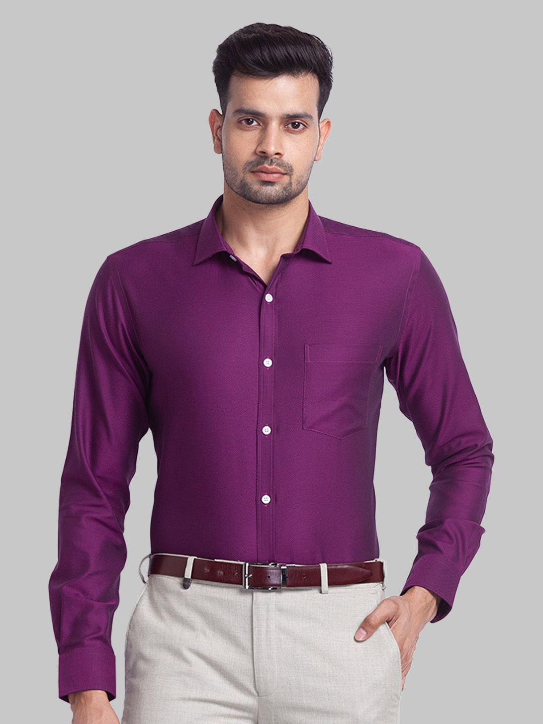 

Park Avenue Men Slim Fit Formal Cotton Shirt, Purple