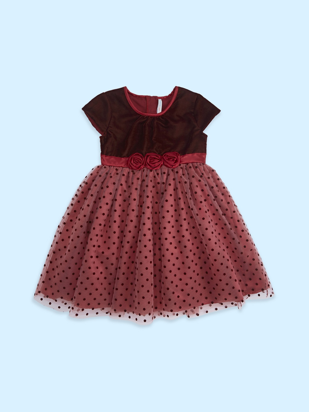 

Pantaloons Junior Polka Dots Dress, Maroon