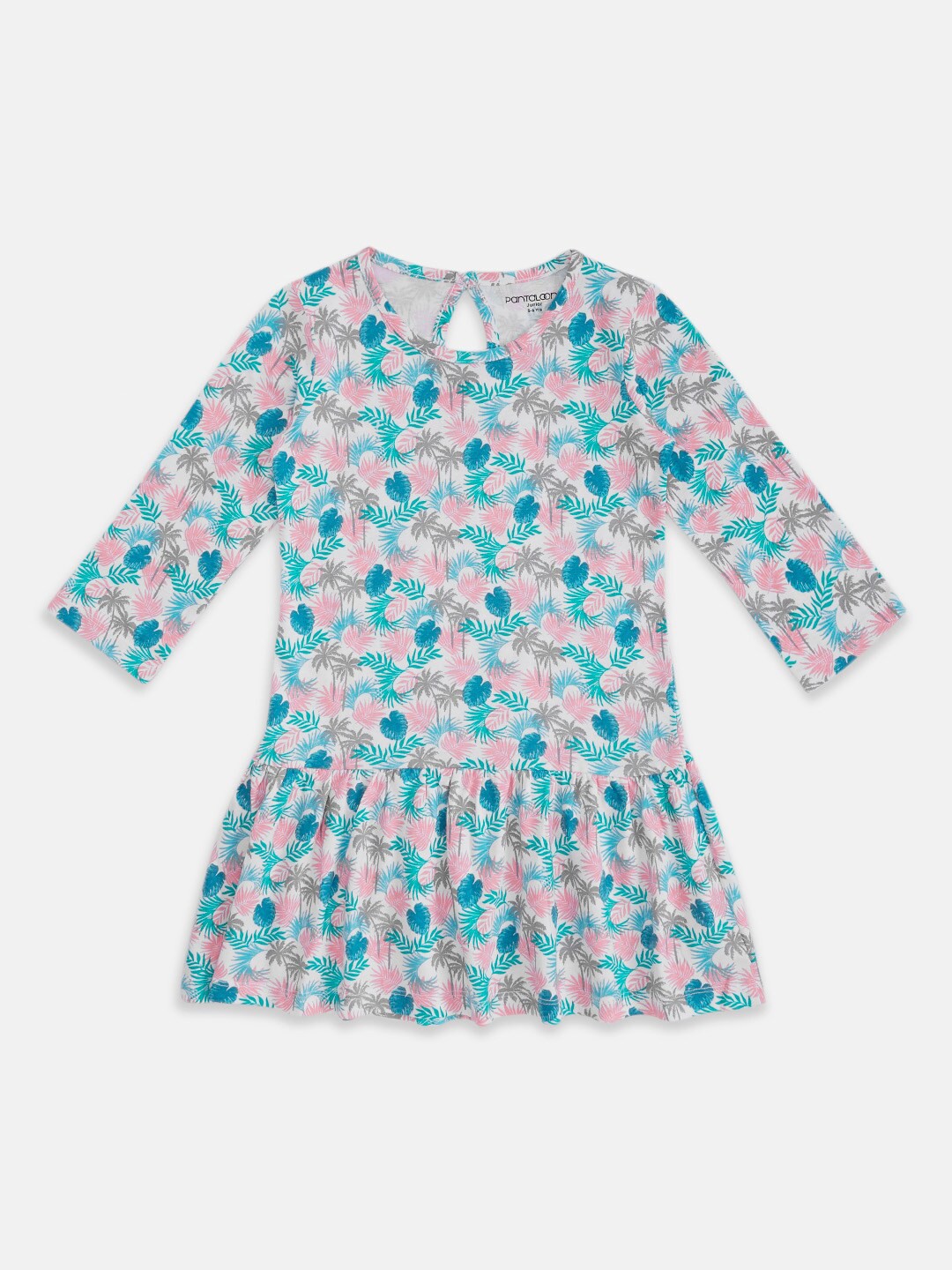 

Pantaloons Junior Girls Round Neck Floral Printed Drop-Waist Cotton Dress, Blue
