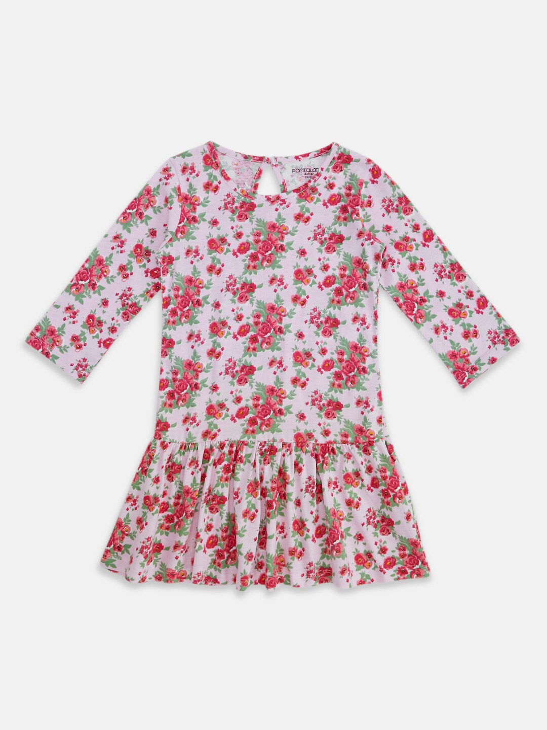 

Pantaloons Junior Round Neck Floral Printed Drop-Waist Cotton Dress, Pink
