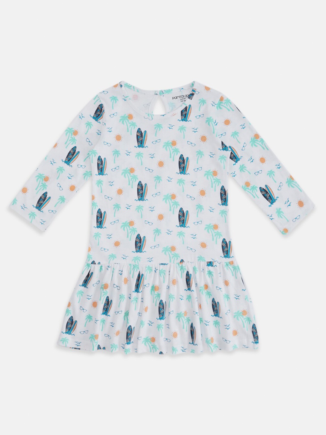 

Pantaloons Junior Round Neck Floral Printed Drop-Waist Cotton Dress, Blue