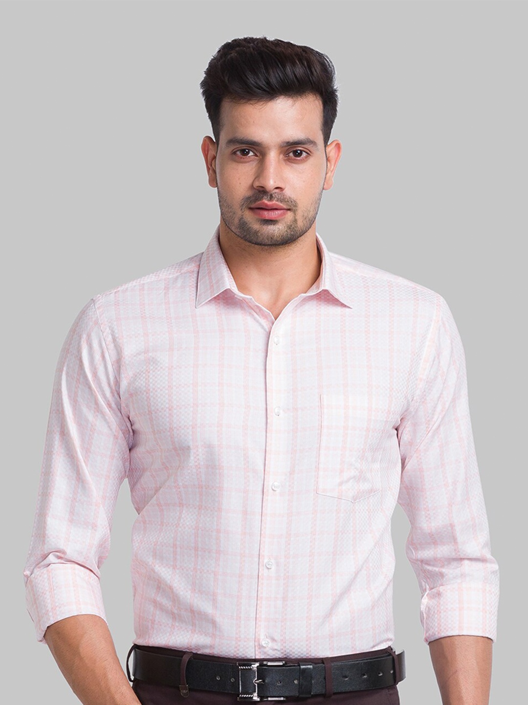 

Park Avenue Men Slim Fit Checked Formal Cotton Shirt, Pink
