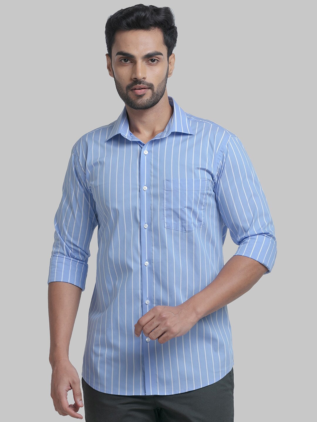 

Park Avenue Men Slim Fit Striped Formal Shirt, Blue