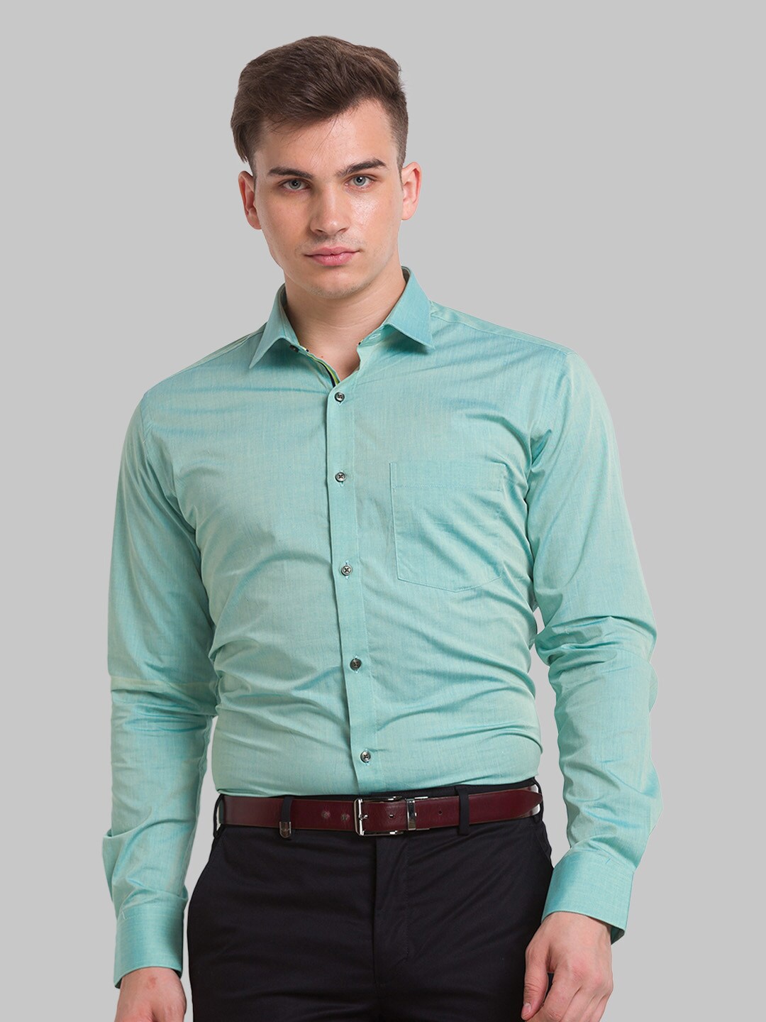 

Park Avenue Men Slim Fit Formal Shirt, Green
