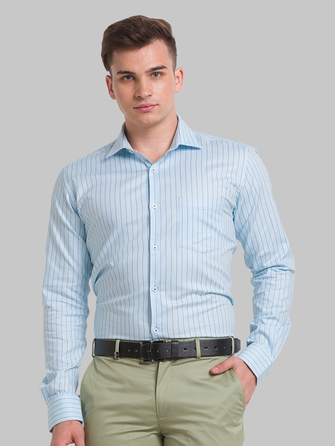 

Park Avenue Men Slim Fit Striped Formal Cotton Shirt, Blue