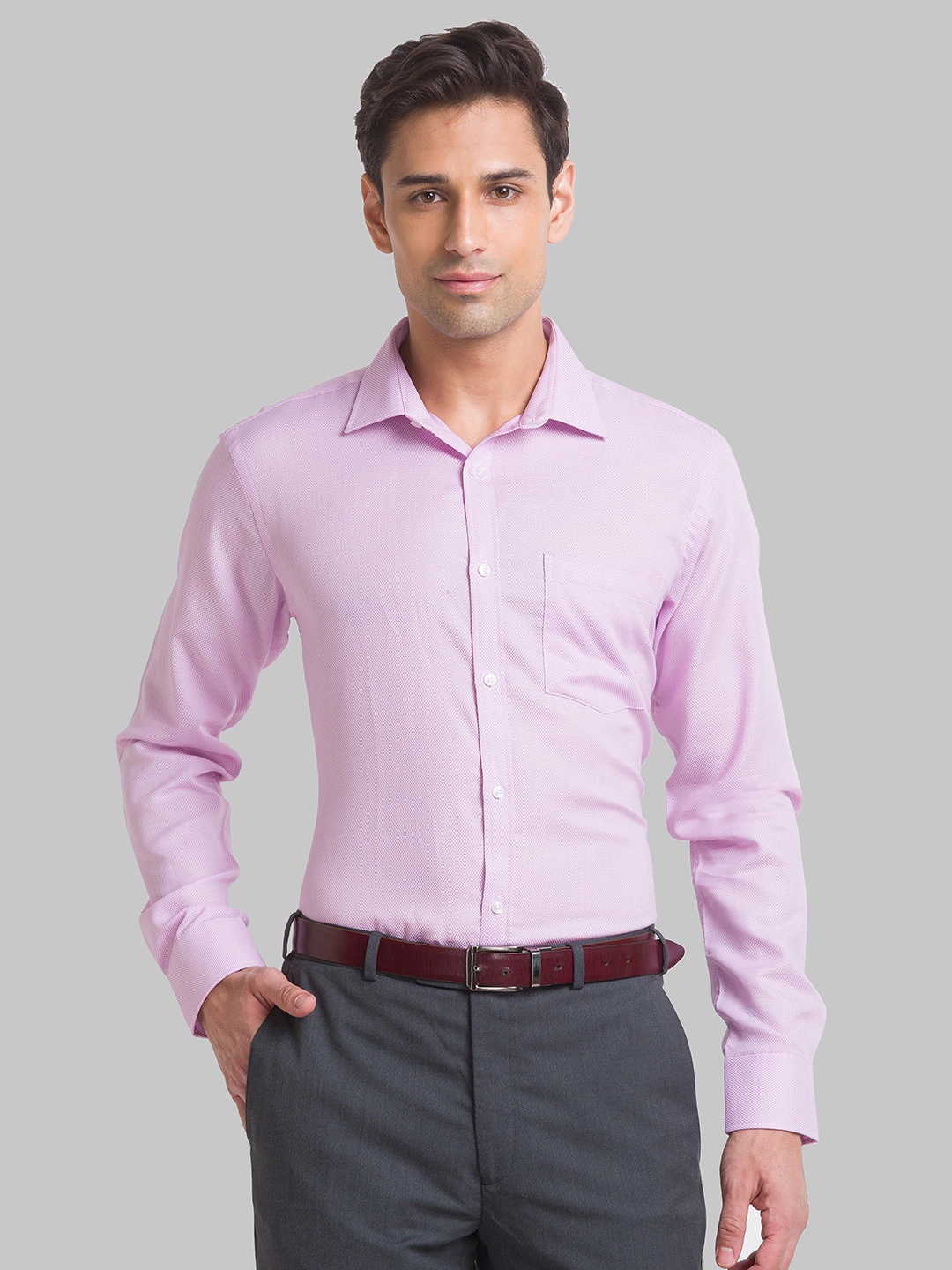 

Park Avenue Men Slim Fit Printed Formal Cotton Shirt, Purple