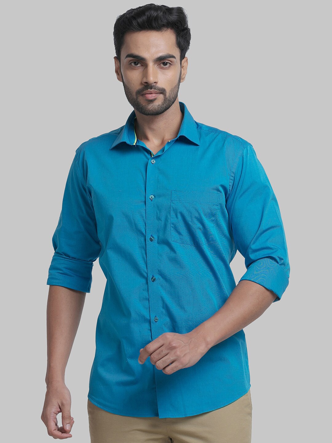 

Park Avenue Men Slim Fit Casual Cotton Shirt, Blue