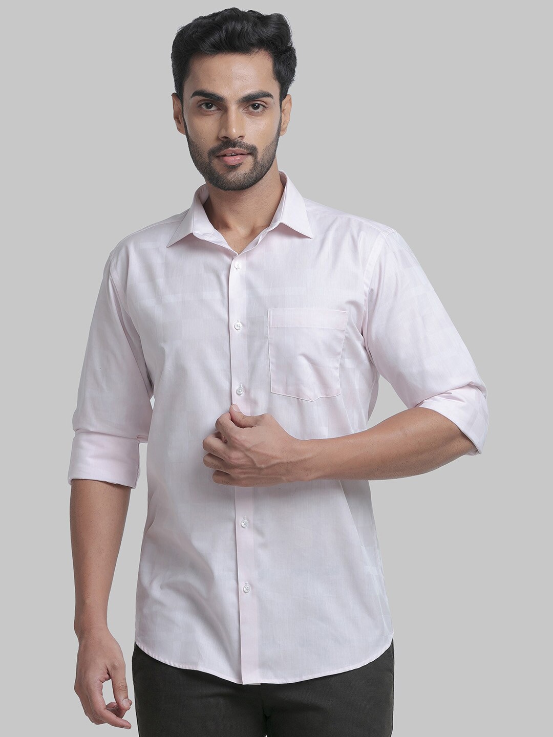 

Park Avenue Men Self Design Slim Fit Casual Cotton Shirt, White