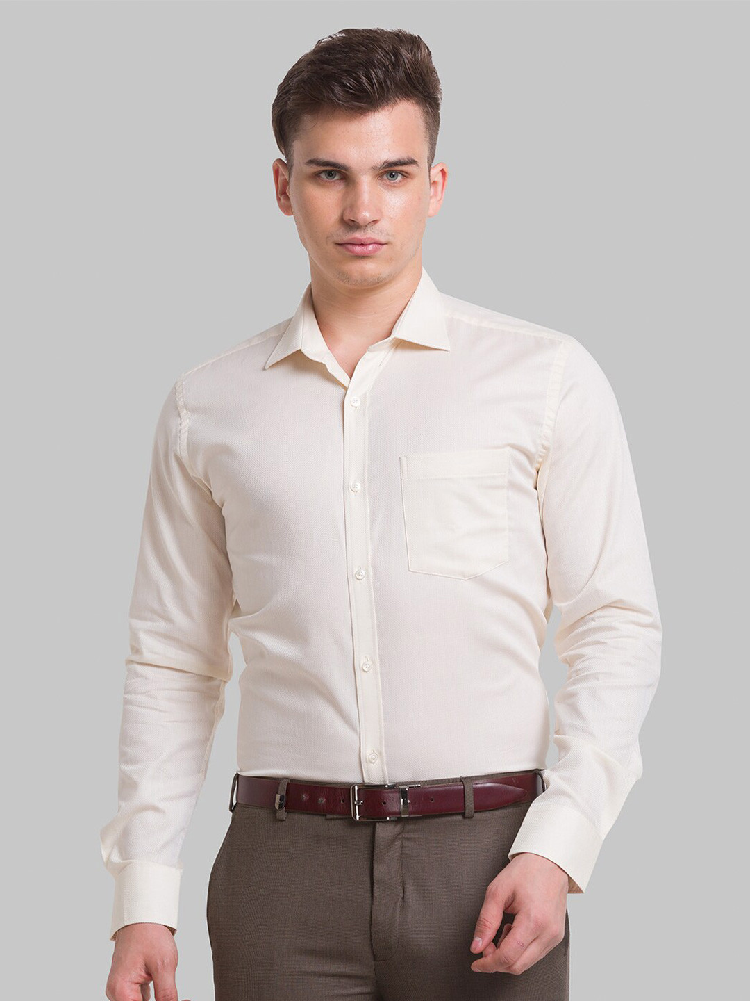 

Park Avenue Men Slim Fit Formal Cotton Shirt, Cream