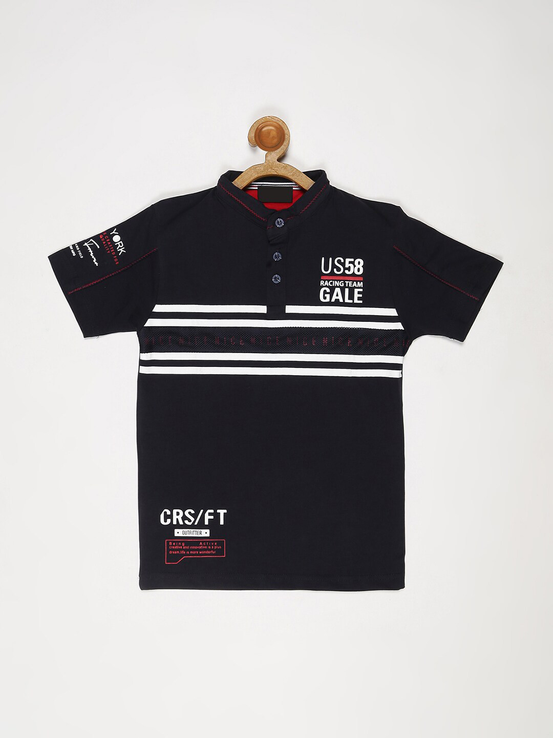 

V2 Value & Variety Boys Striped Pure Cotton T-shirt, Navy blue