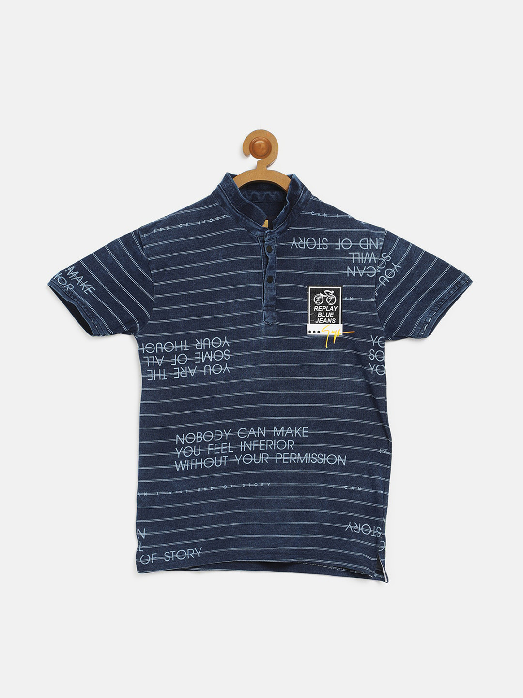

V2 Value & Variety Boys Striped Henley Neck T-shirt, Blue
