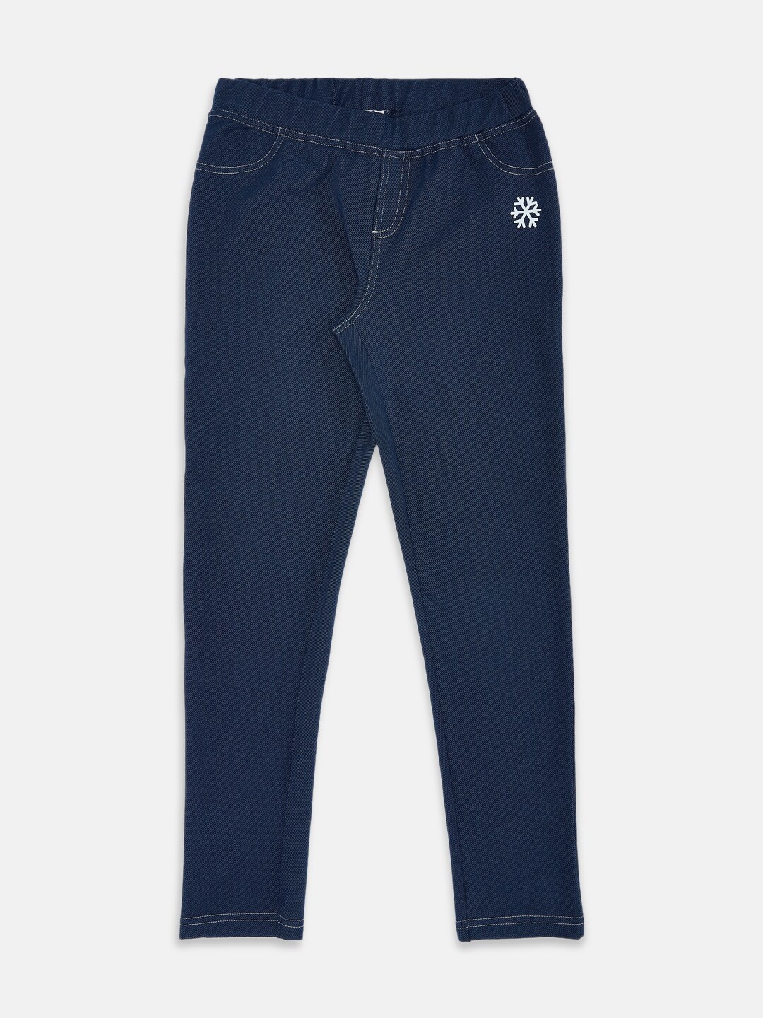 

Pantaloons Junior Girls Navy Printed Jeggings, Navy blue
