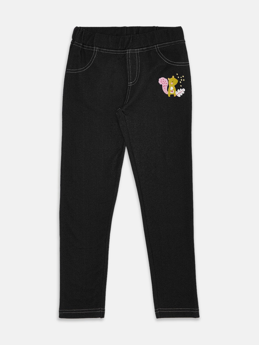 

Pantaloons Junior Girls Printed Jeggings, Black