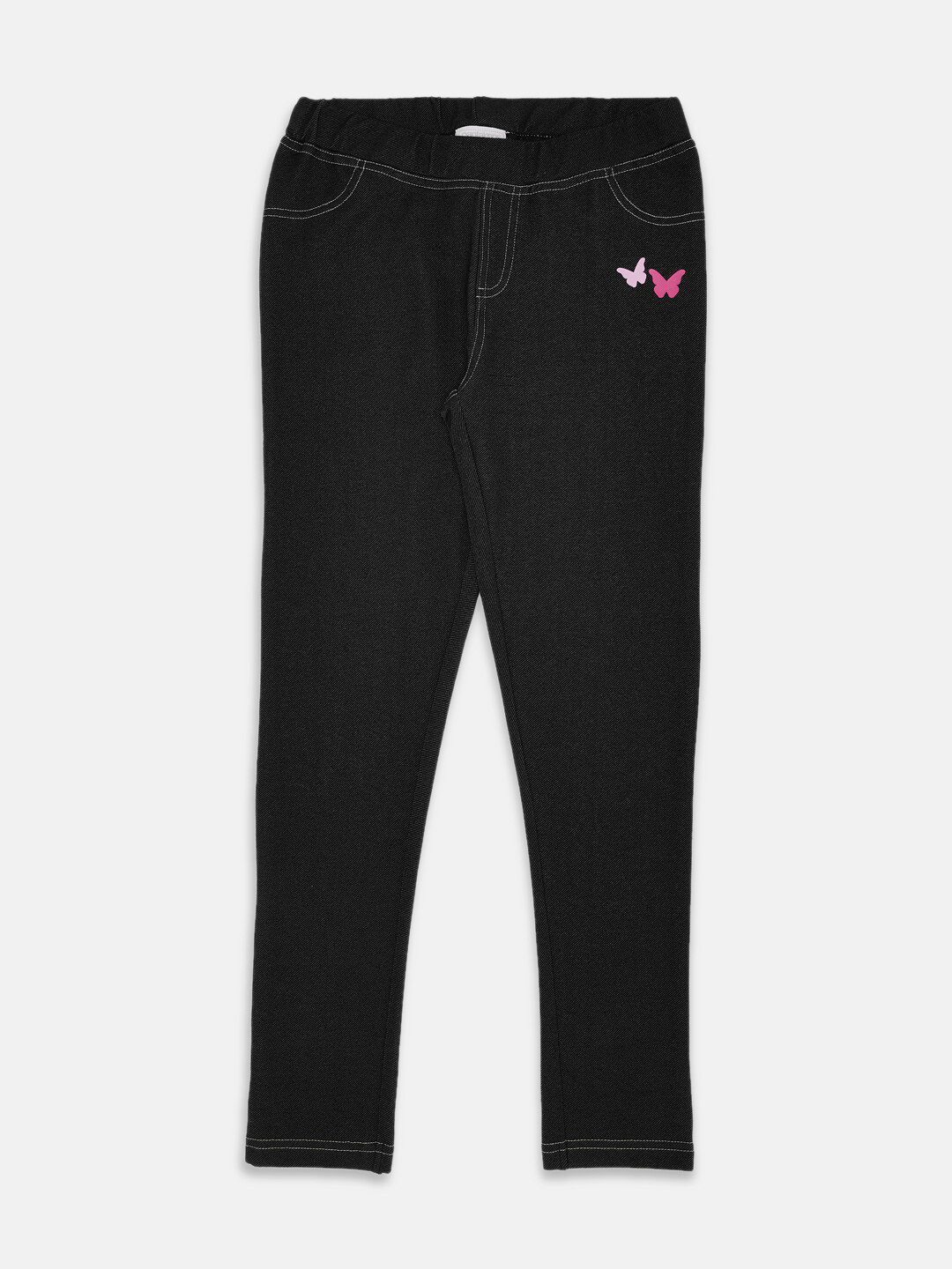 

Pantaloons Junior Girls Printed Jeggings, Black