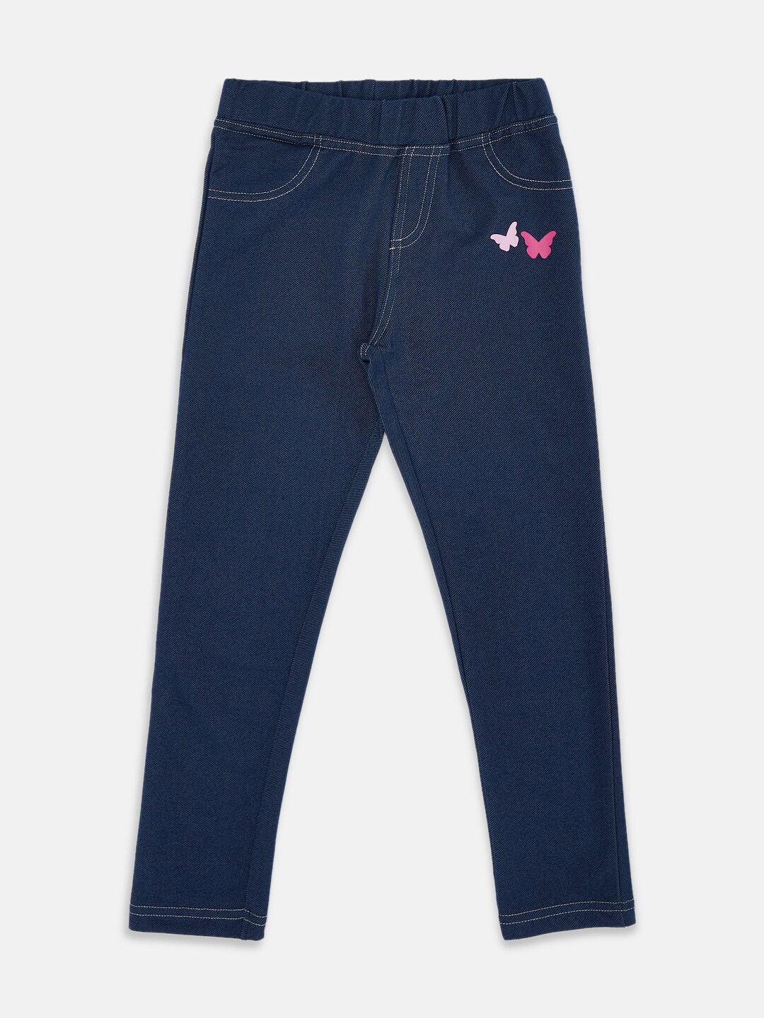 

Pantaloons Junior Girls Printed Jeggings, Navy blue