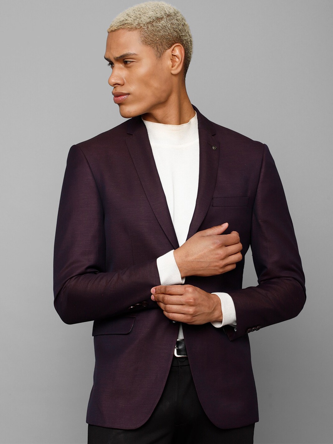 

Allen Solly Men Single-Breasted Casual Blazer, Purple