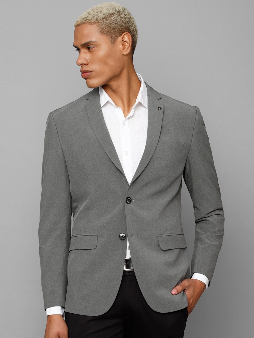 

Allen Solly Men Single-Breasted Slim Fit Blazer, Grey