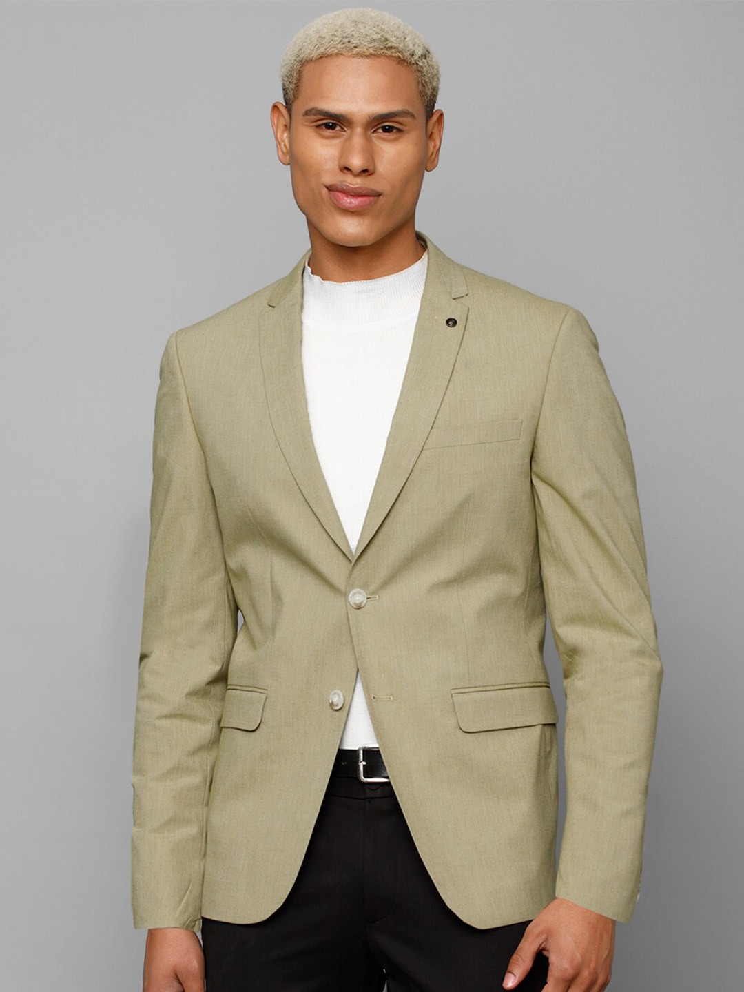 

Allen Solly Men Slim-Fit Single Breasted Formal Blazer, Olive