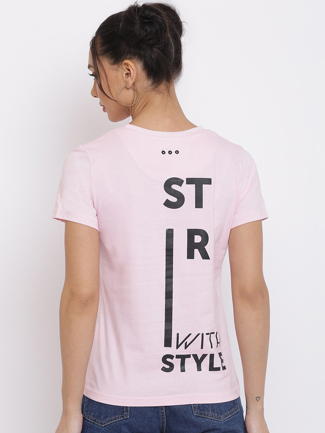 

Belliskey Women Typography Printed Cotton T-shirt, Pink