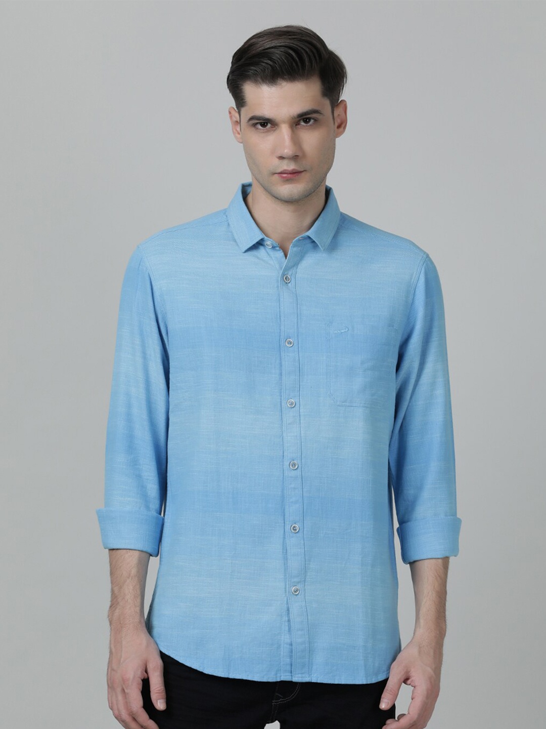 

Crocodile Men Comfort Casual Cotton Shirt, Blue