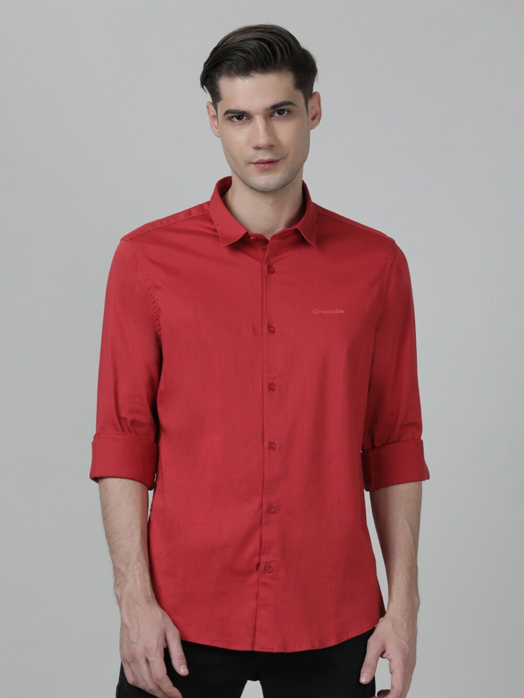 

Crocodile Men Comfort Casual Cotton Shirt, Red