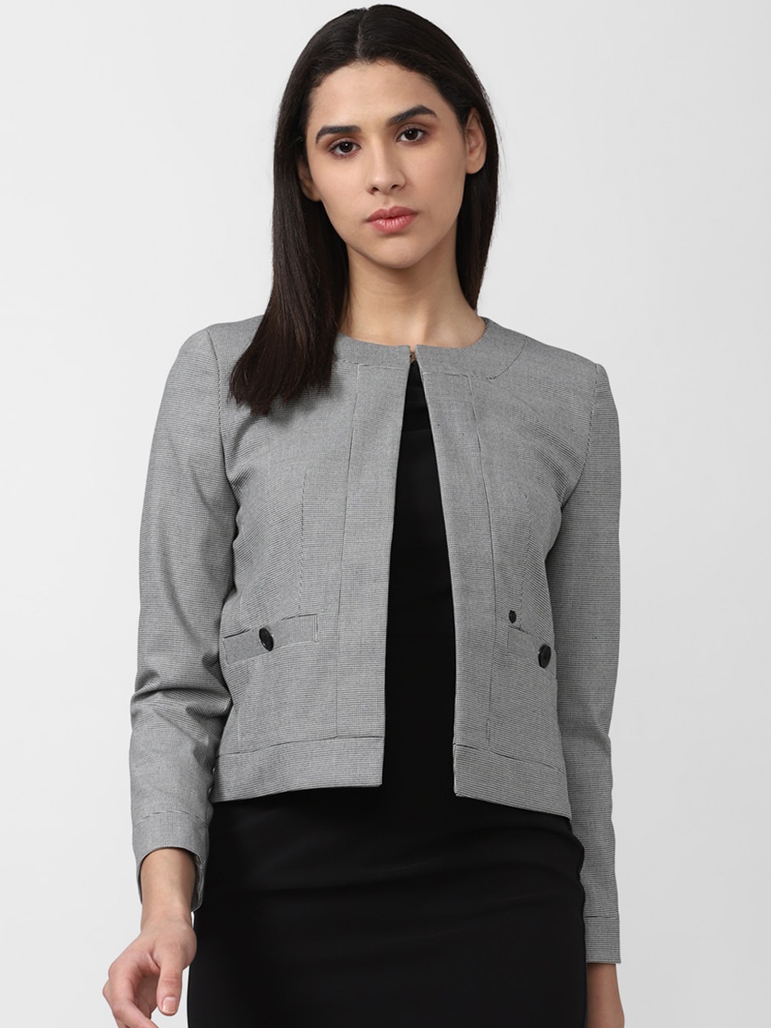 

Van Heusen Woman Pure Cotton Front-Open Blazer, Grey