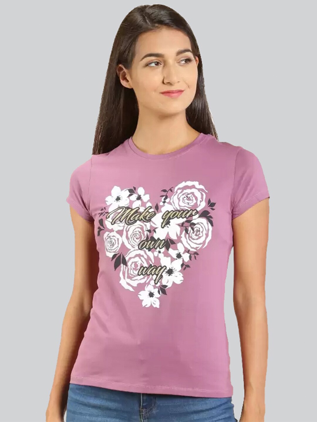 

LYRA Women Floral Printed Antimicrobial Cotton T-shirt, Pink