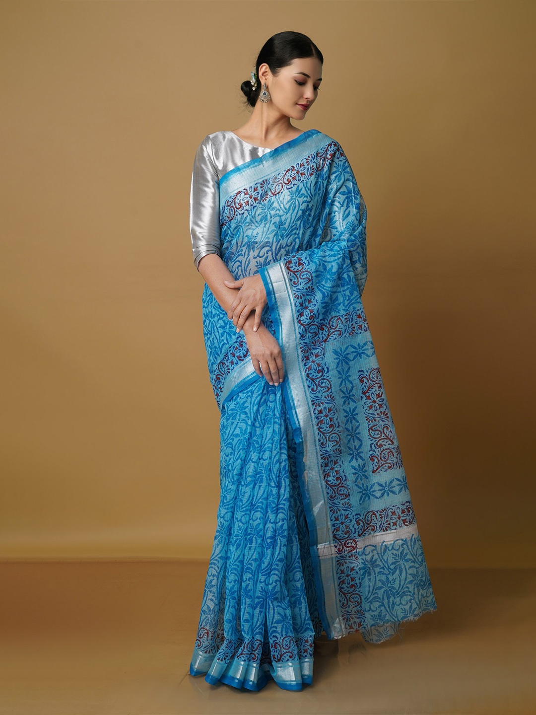 

Unnati Silks Ethnic Motifs Pure Cotton Kota Saree, Blue