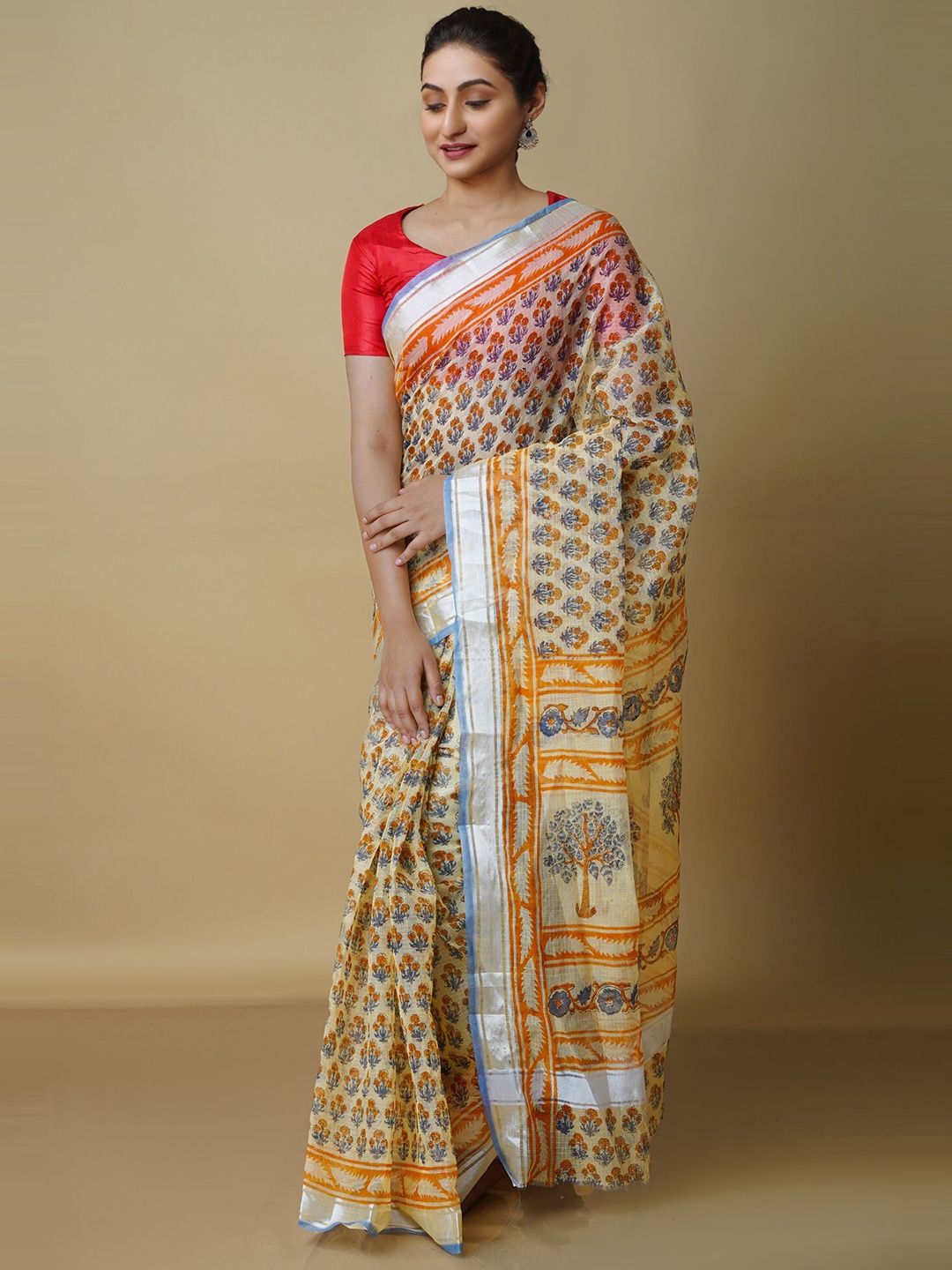 

Unnati Silks Ethnic Motifs Pure Cotton Kota Saree, Yellow