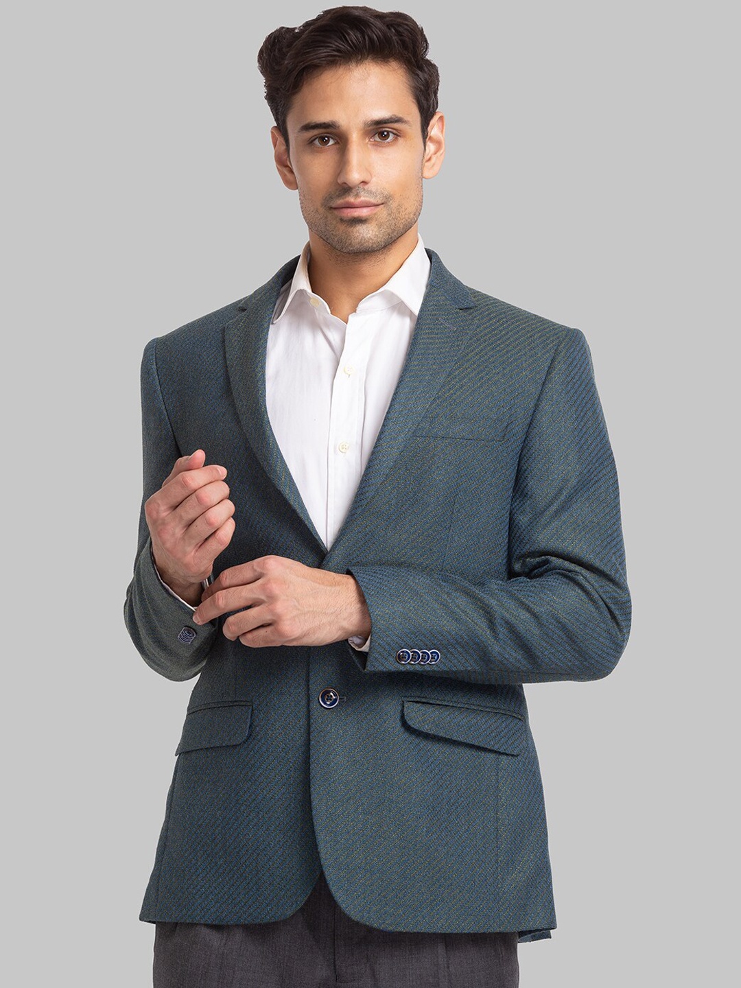 

Park Avenue Men Single Breasted Blazers, Green