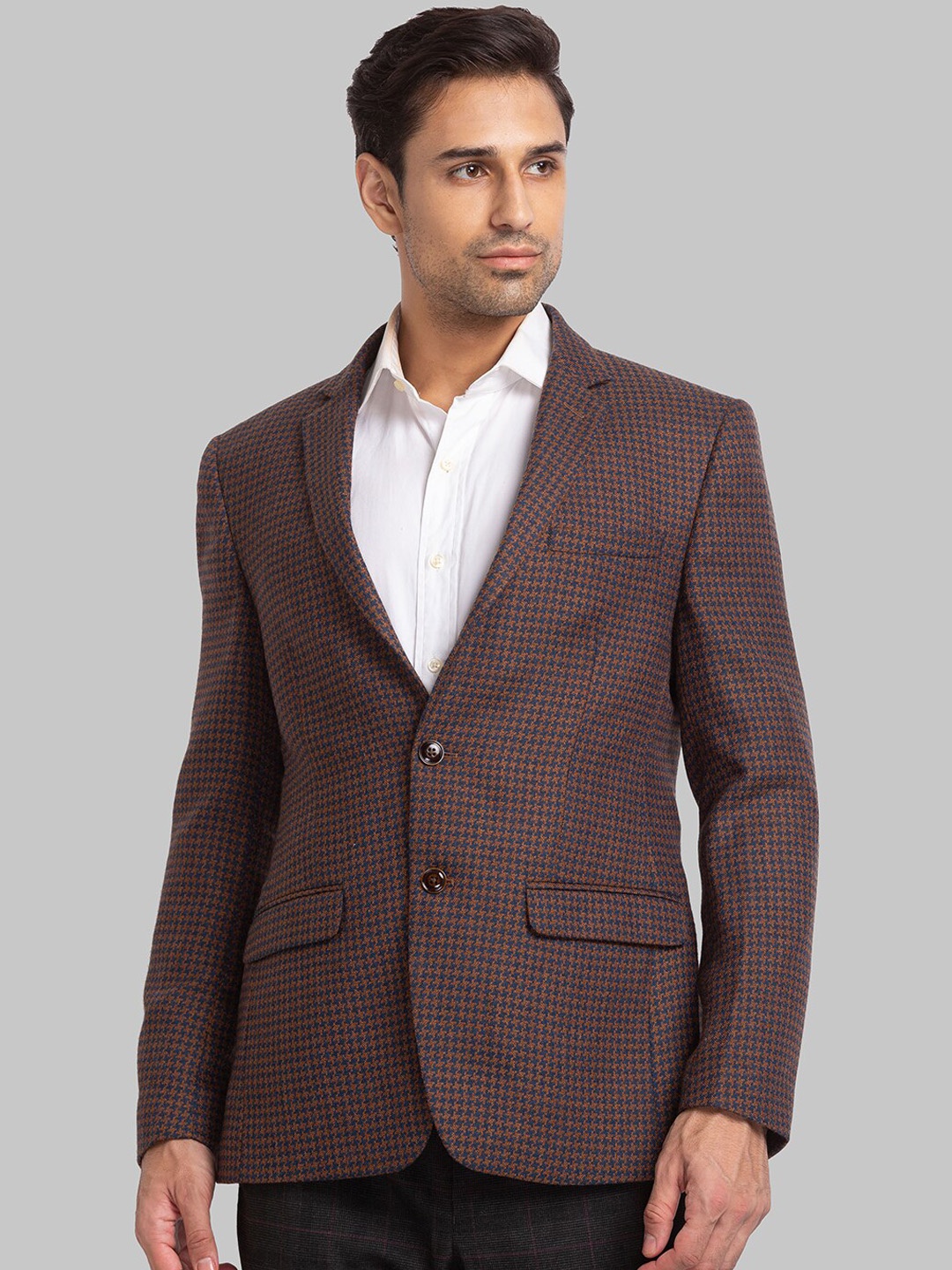 

Park Avenue Men Self-Design Single Breasted Blazers, Brown