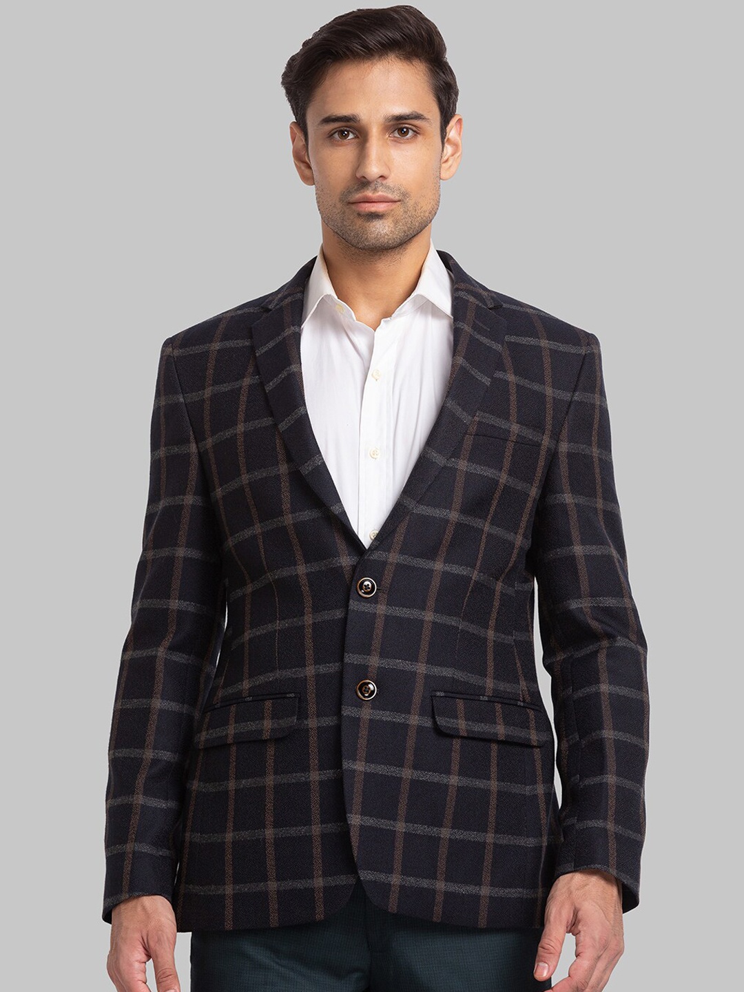 

Park Avenue Men Checked Single Breasted Blazers, Blue