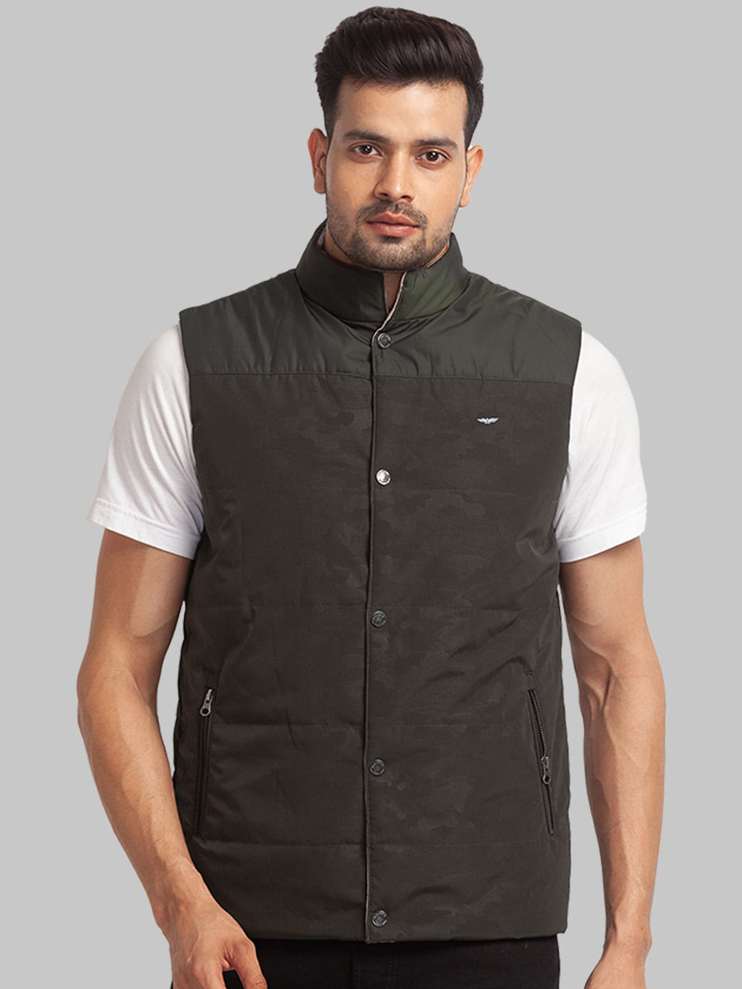 

Park Avenue Men Camouflage Printed Puffer Jacket, Green