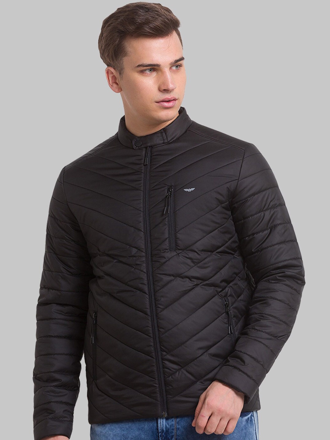 

Park Avenue Men Solid Long Sleeves Quilted Jacket, Black