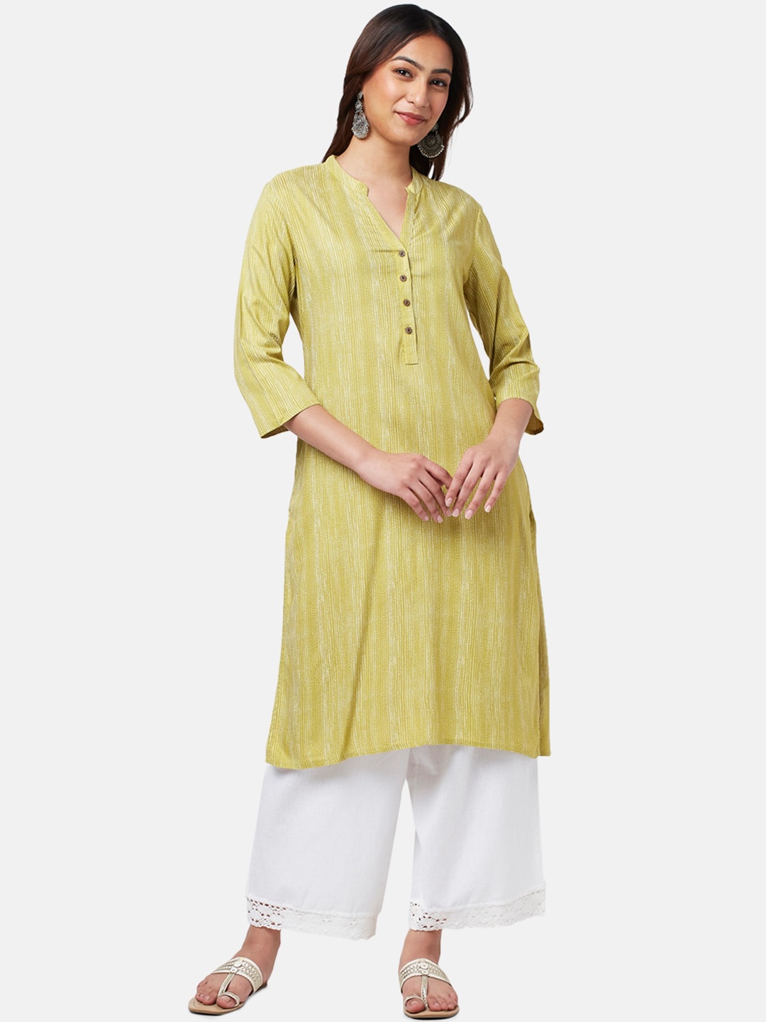 

RANGMANCH BY PANTALOONS Women Striped Kurta, Green