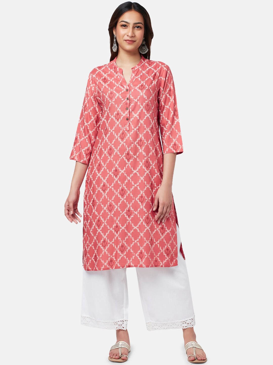 

RANGMANCH BY PANTALOONS Women Geometric Printed Kurta, Rose