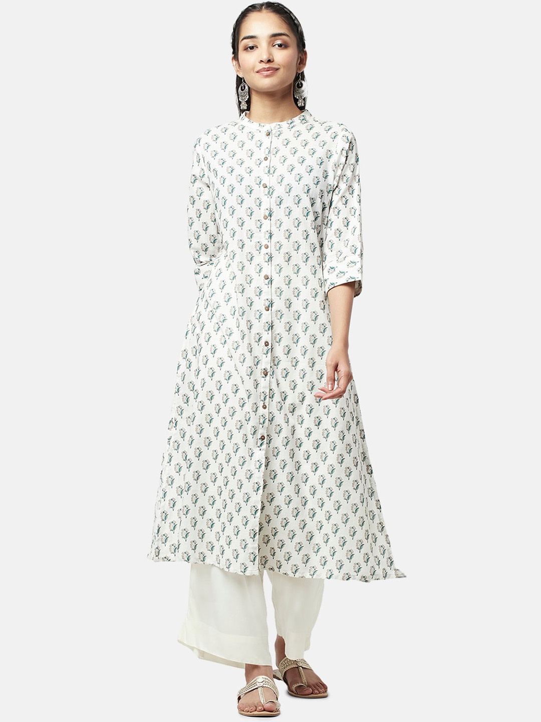 

YU by Pantaloons Women Floral regular Sleeves A-Line Kurta, Off white