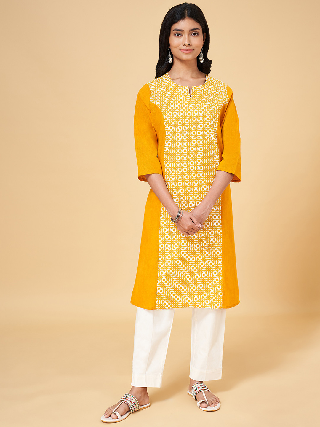 

YU by Pantaloons Women Ethnic Motif Printed Kurta, Yellow