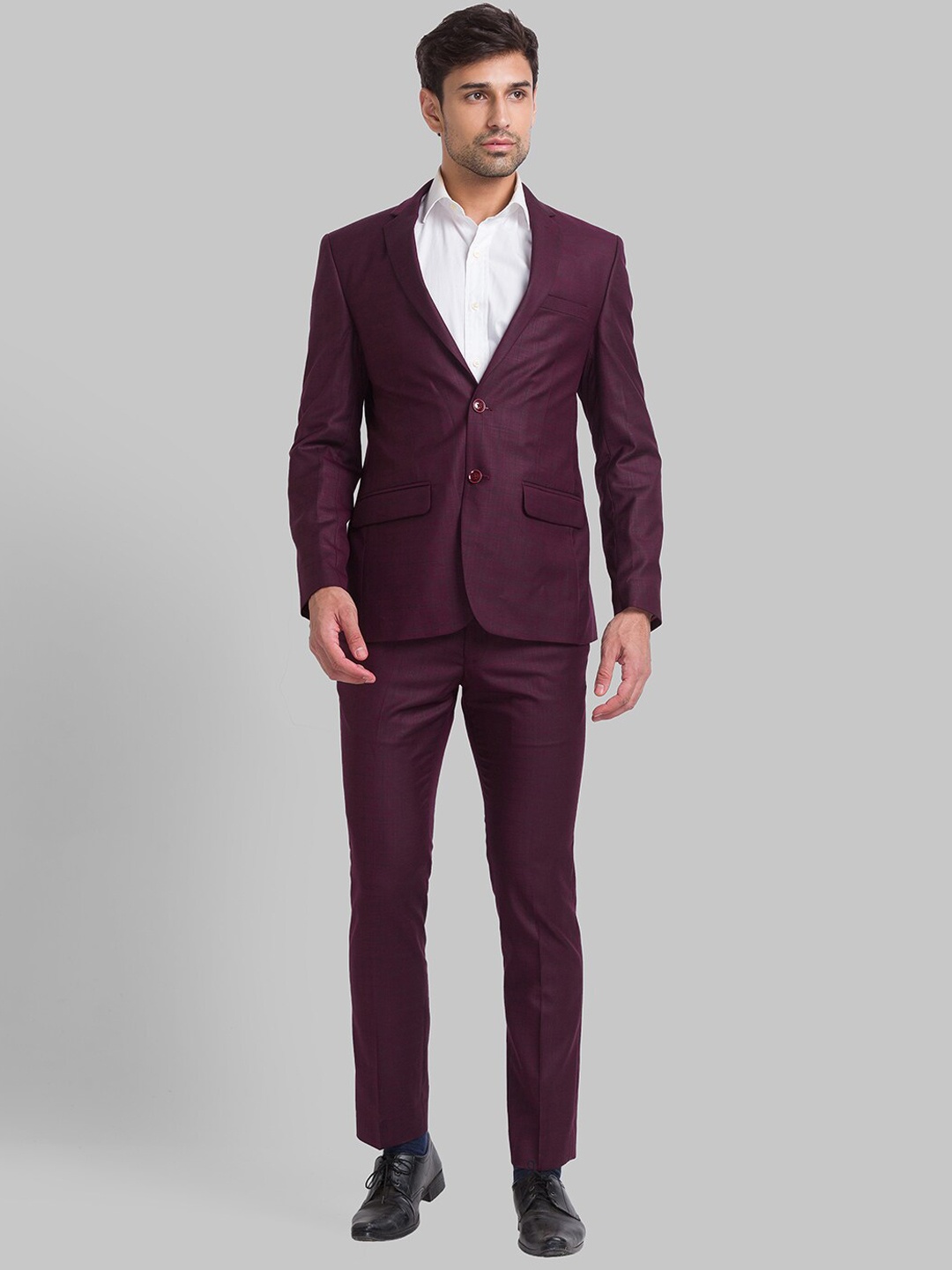 

Park Avenue Men Checked Super 2 Piece Formal Suit, Maroon