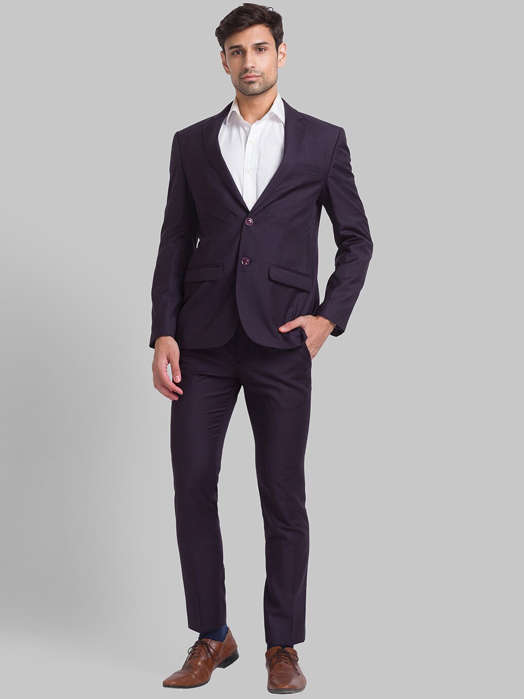 

Park Avenue Men Single-Breasted Super Slim-Fit 2-Piece Suit, Purple