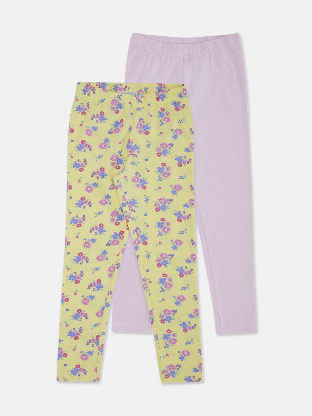 

Pantaloons Junior Girls Pack Of 2 Printed Leggings, Yellow