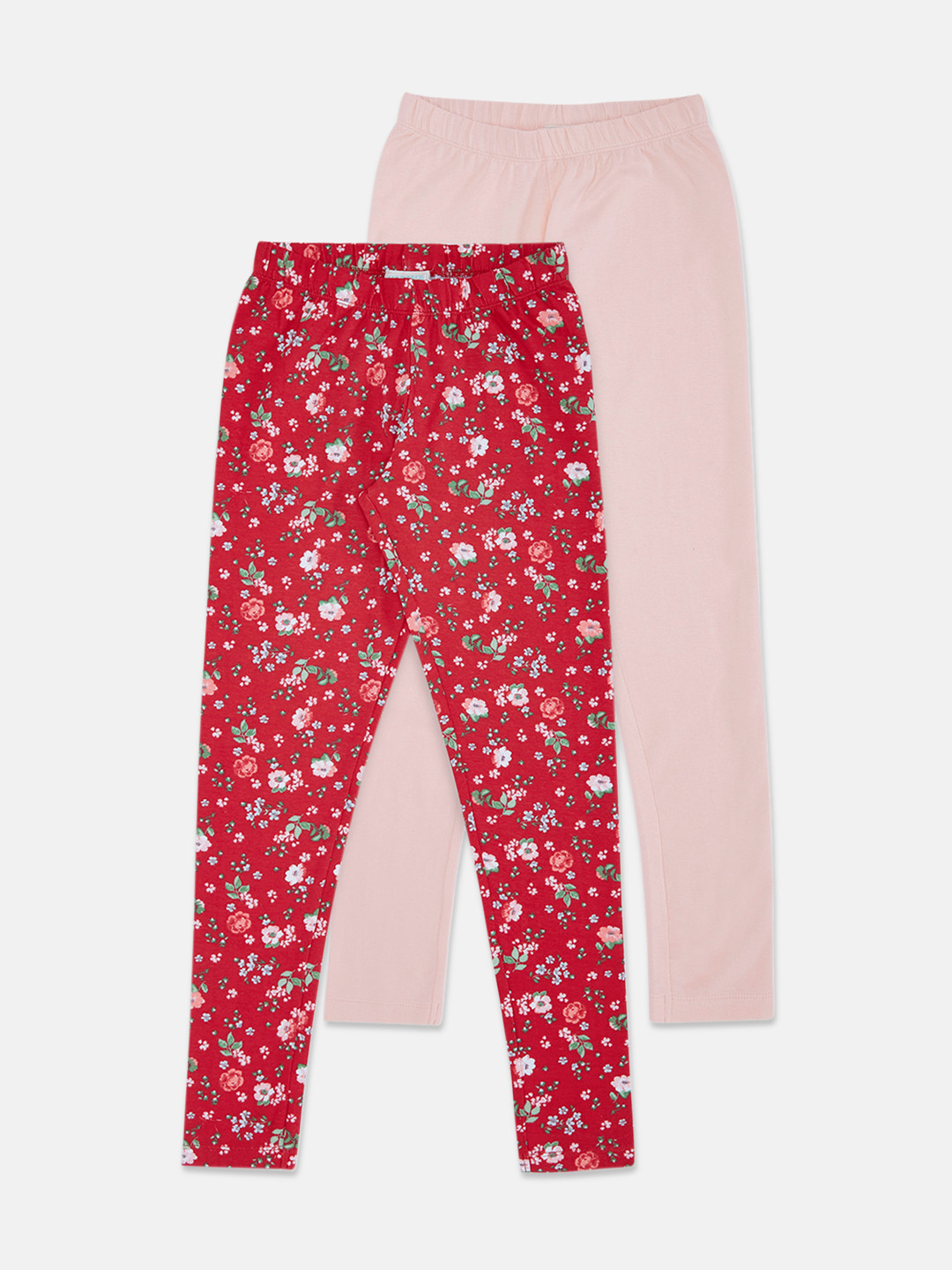 

Pantaloons Junior Girls Pack Of 2 Printed Cotton Ankle-Length Leggings, Red