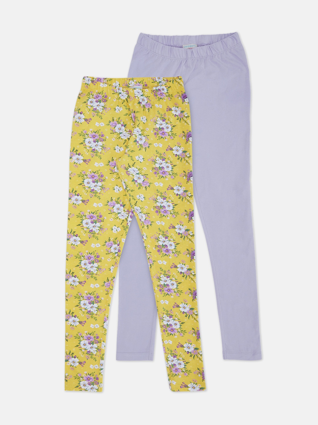

Pantaloons Junior Girls Pack Of 2 Printed Churidar Length Leggings, Yellow