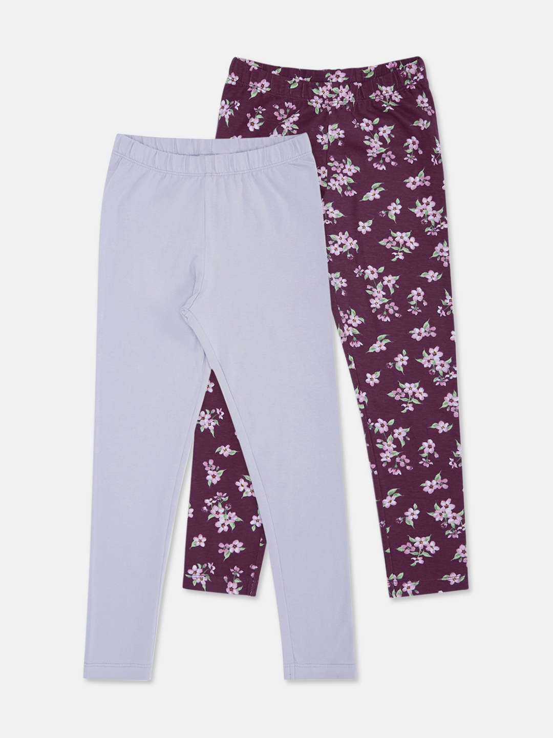 

Pantaloons Junior Girls Pack Of 2 Ankle-Length Leggings, Purple