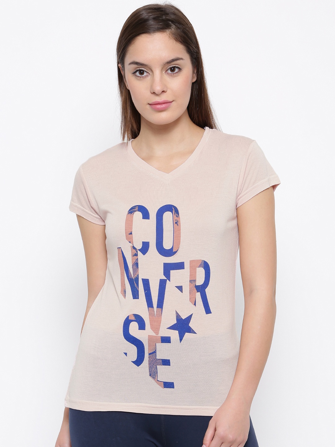 

Converse Women Pink Printed Round Neck T-Shirt