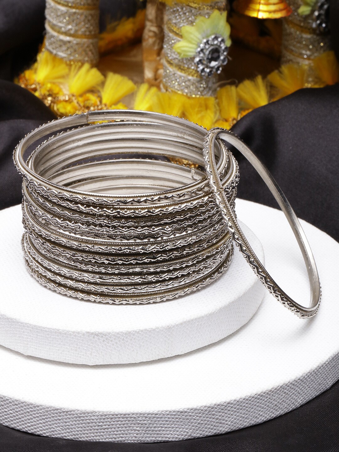 

Anouk Set of 12 Silver-Plated Ethnic Bangle