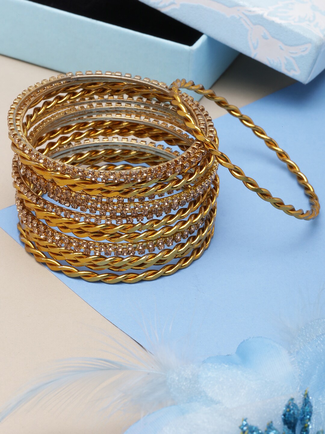 

Anouk Set of 16 Gold-Plated Stone Studded Ethnic Bangles